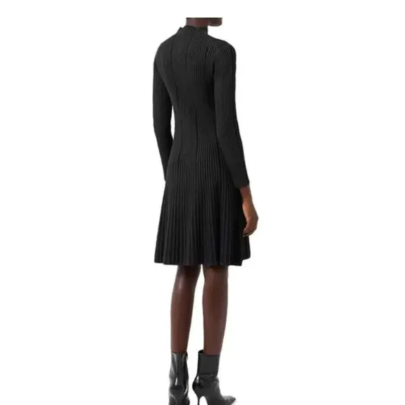 FRENCH CONNECTION WOMENS MEDIUM RIBBED KNIT LONG-SLEEVE DRESS CHARCOAL BLACK NEW - Picture 2 of 12